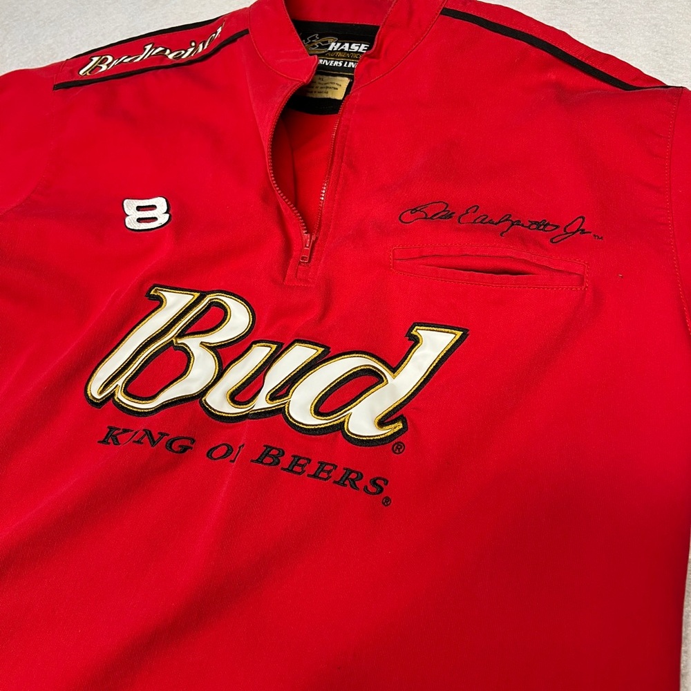Vintage Chase Authentics XL Dale Earnhardt Jr Budweiser 1/4 Zip Pullover Shirt - Picture 5 of 9